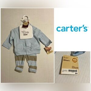 🆕CARTER’S - NB - NWT - INFANT BOYS 3PC BLUE ELEPHANT CARDIGAN SET